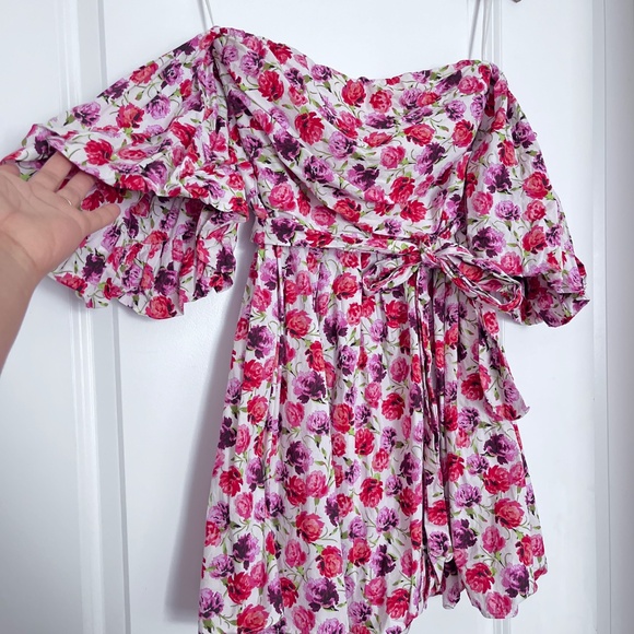 ZARA Off shoulder floral summer dress size S - Picture 3 of 5